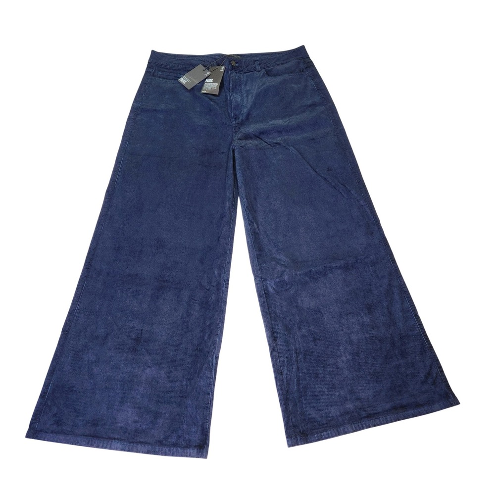 PAIGE Harper Ankle Wide Leg Corduroy Pants Deep Navy Women's Size 34 NWT